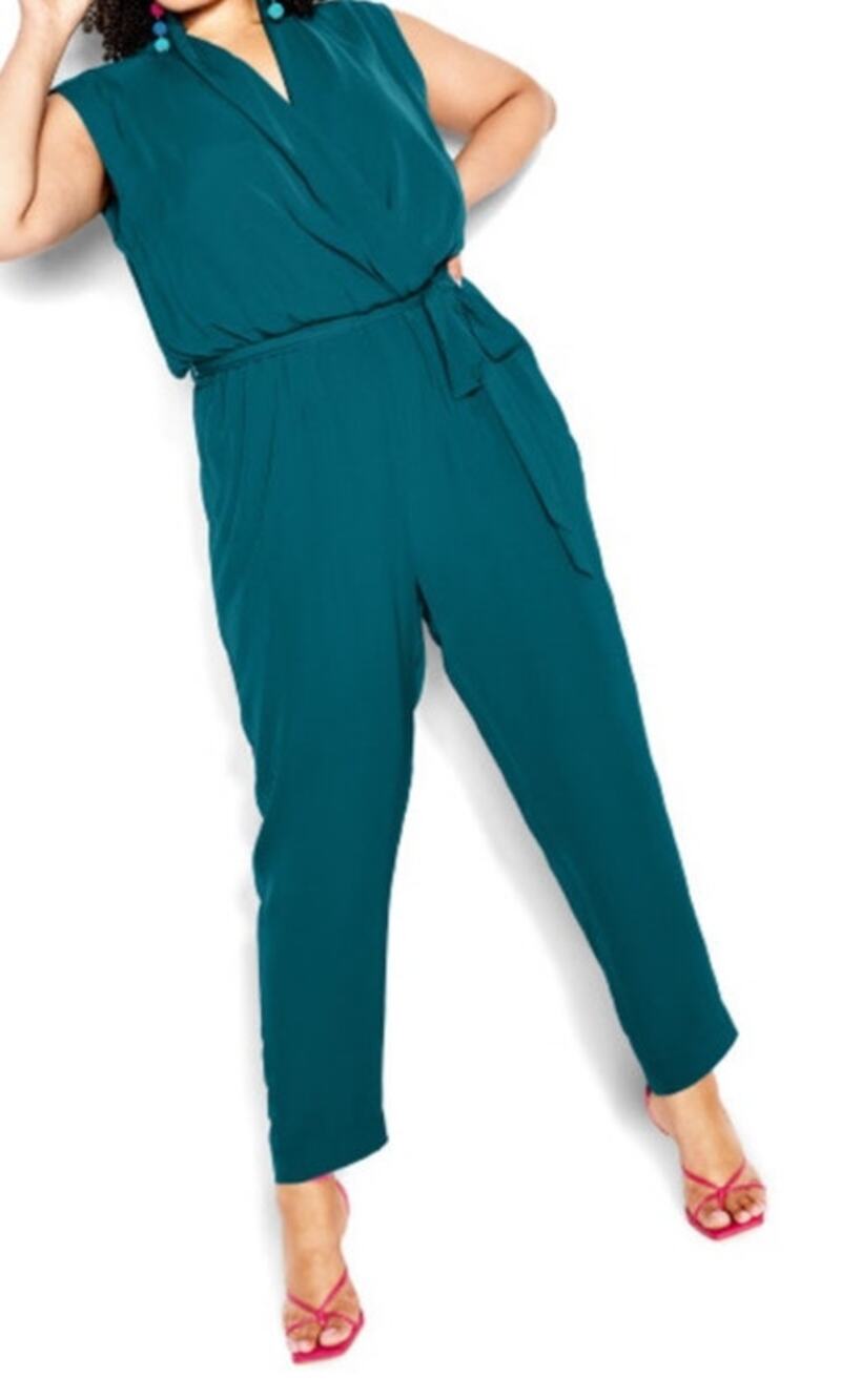 City Chic jumpsuit Natasha sleeveless teal size XS/14 DEFECT